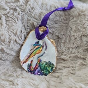Mardi Gras Pelican Oyster Ornament
